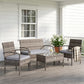 4 Pieces Patio Furniture Set with A Loveseat, Two Armchairs and A Coffee Table, Outdoor Conversation Set, Light Grey - Light Grey