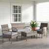 4 Pieces Patio Furniture Set with A Loveseat, Two Armchairs and A Coffee Table, Outdoor Conversation Set, Light Grey