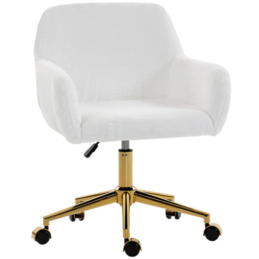 Faux Fur Vanity Office Chair - Cream White
