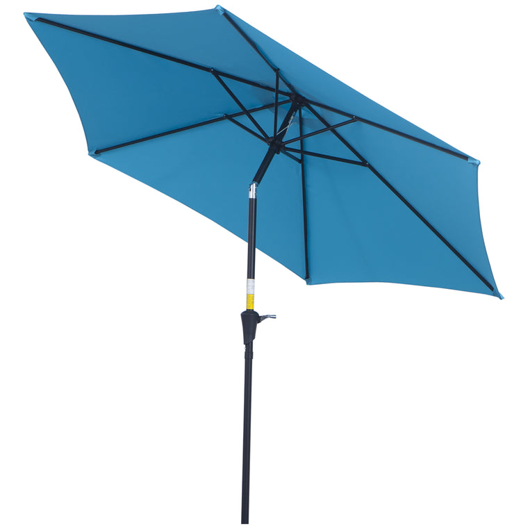 8.5' Blue Round Aluminum Parasol with 6 Ribs & Crank Handle