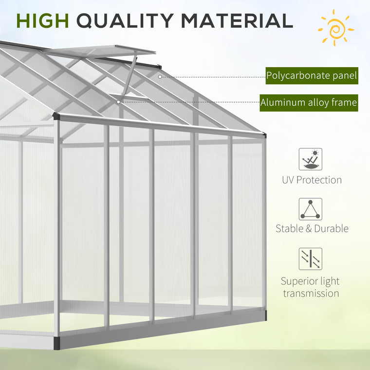 6' x 10' x 6.4' Silver Aluminum Polycarbonate Greenhouse