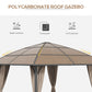 10' x 10' Outdoor Hardtop Gazebo Canopy with UV60+ Polycarbonate Roof, Steel Frame, Central Hook, Curtains, Khaki