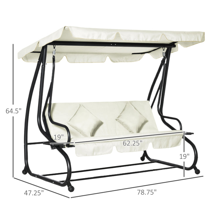 Convertible Patio Swing Chair with Canopy and Pillow
