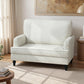 Modern Accent Chair, Leathaire Armchair with Turned Legs and Wide Seat, Single Sofa for Bedroom, Living Room, Cream White