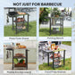 Outdoor Grill Cart w/ Foldable Side Table, 3-Tier Pizza Oven Stand w/ Stainless Steel Tabletop, Hooks, Wheels
