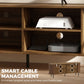 TV Stand for TVs up to 60", Modern Entertainment Center with Curved Sliding Doors, Walnut Brown