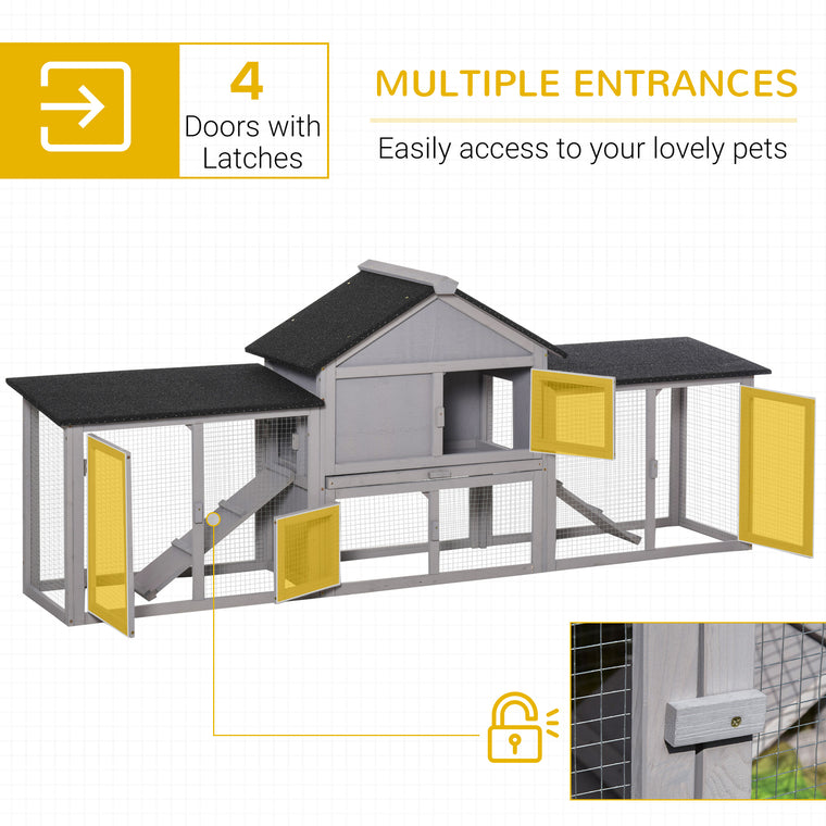 Large Wood Rabbit Hutch with Double Runs & Slide-Out Tray