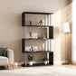 5-Tiers Geometric Wooden Bookcase S-Shaped Storage Bookshelf Display with Metal Frame for Living Room, Bedroom, Home Office, Black