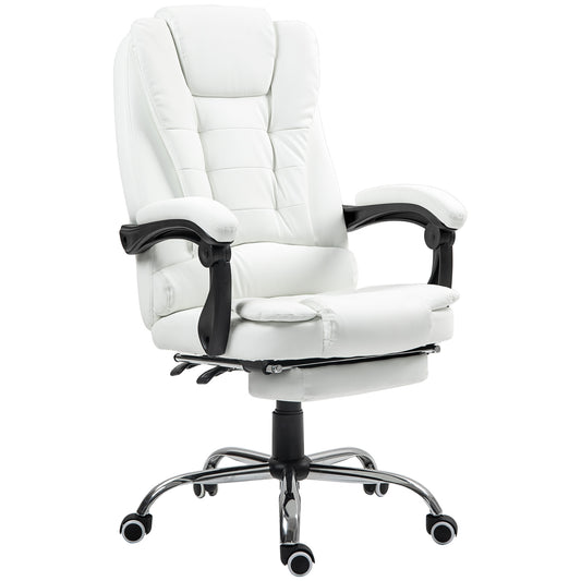 High Back Executive Office Chair with Footrest - White