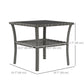 20" Patio Wicker Coffee Table, Outdoor PE Rattan Two-tier Side Table with Glass Top, for Patio, Garden, Balcony, Mixed Grey
