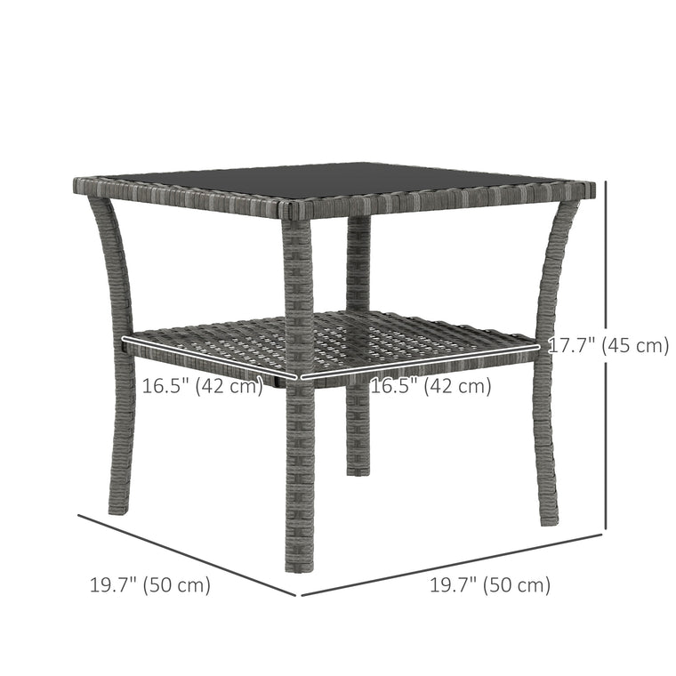 20" Mixed Grey Wicker Coffee Table with Glass Top
