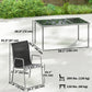 7 Piece Garden Dining Set, Garden Furniture Set with Rectangle Table and 6 Stackable Chairs