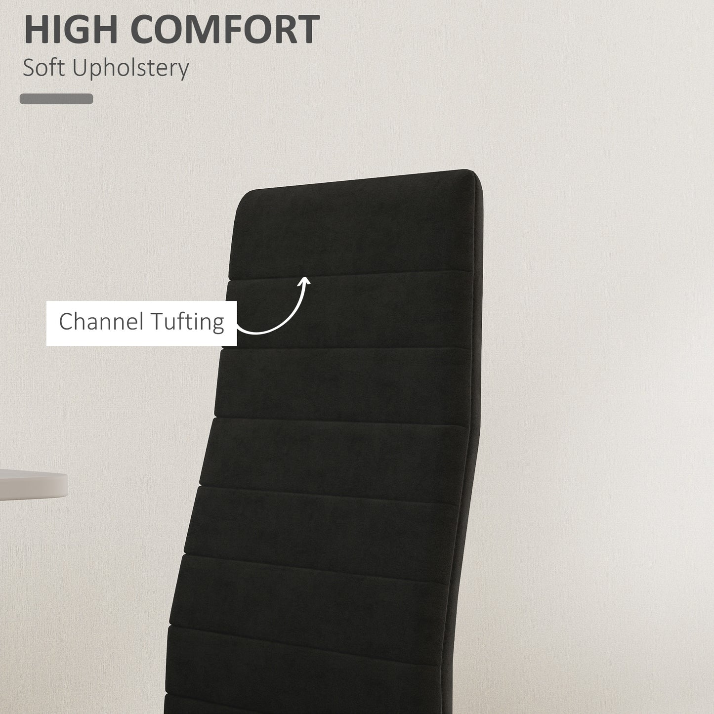 Modern Dining Chairs, Set of 4, High Back Upholstery and Metal Legs for the Living Room, Kitchen, Home Office, Black