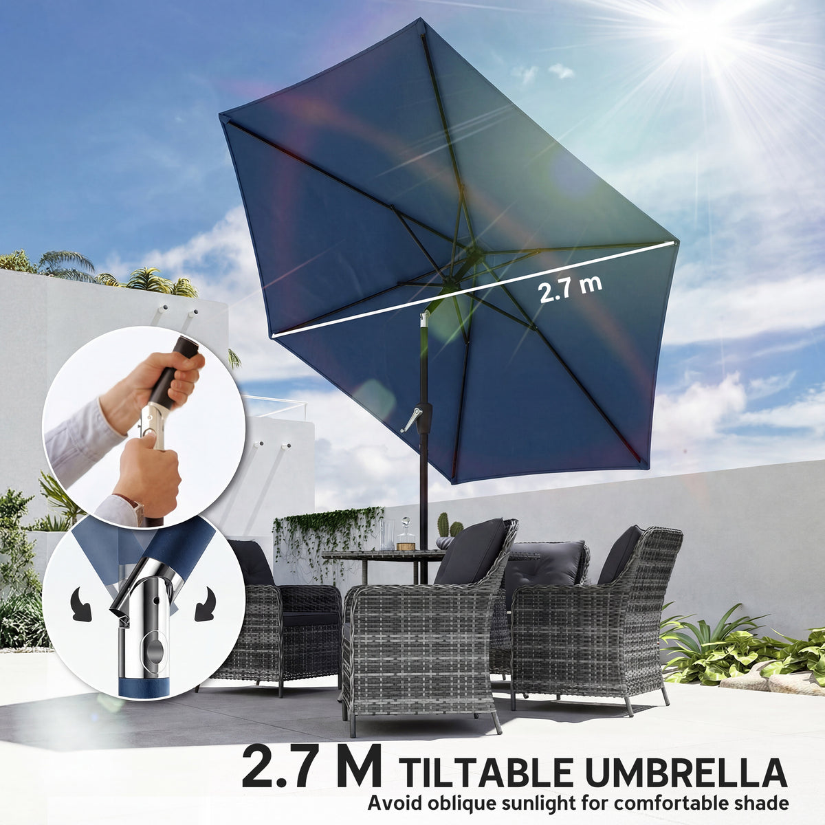 9' Patio Umbrella with Tilt & Crank