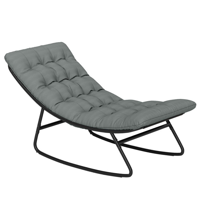 Steel Rocking Chair with Cushion and Mesh Deep Seat