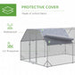 Chicken Run Outdoor, Galvanized Large Metal Chicken Coop Cage, Walk-in Enclosure Poultry Hen Run House Playpen Rabbit Hutch with Flat Roof, Cover