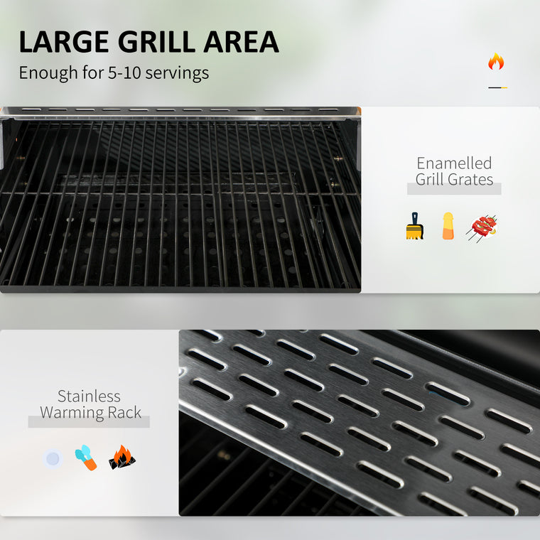 Galvanized Steel Charcoal BBQ Smoker Trolley with Storage