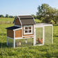 71" Chicken Coop for 3 Chickens, Wooden Hen House with Run, Removable Tray, Nesting Box, Waterproof Asphalt Roof