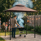 8' x 5' BBQ Grill Gazebo Tent with Double Tiered Canopy for Outdoor Sun Shade, Coffee