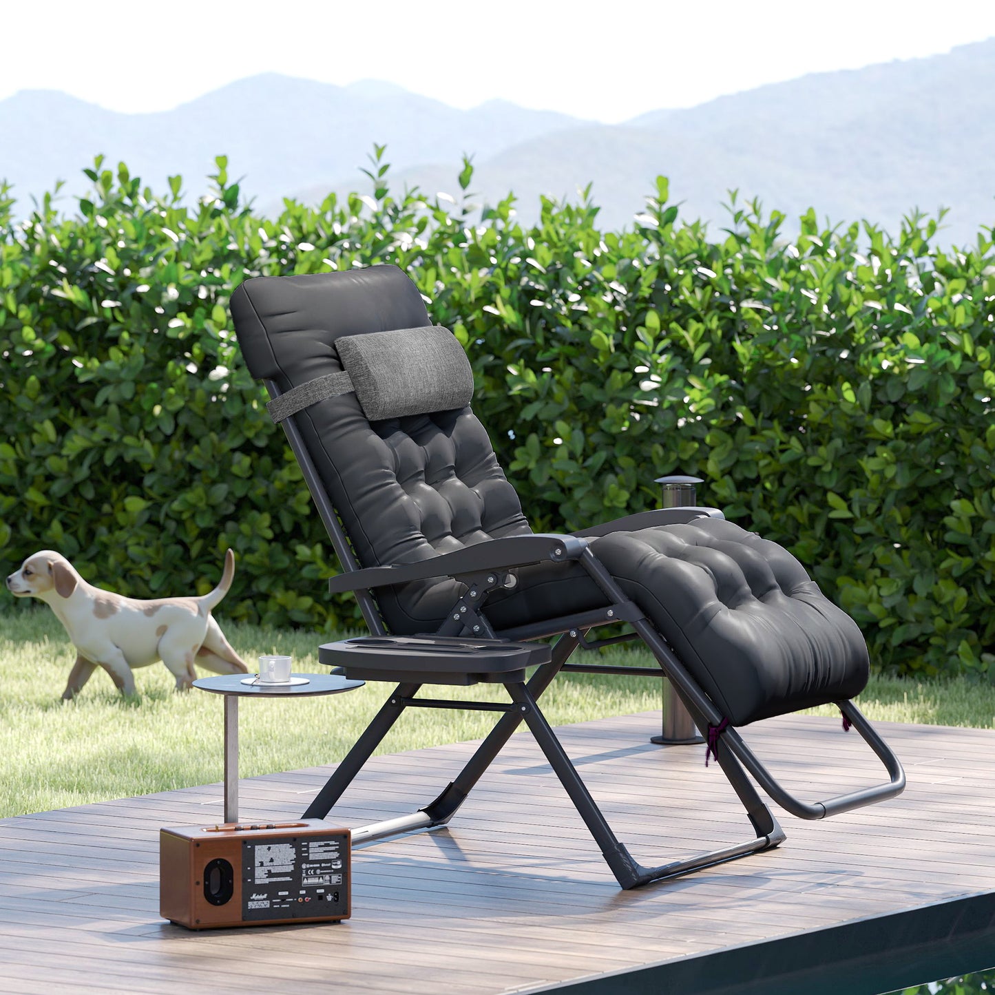 Padded Zero Gravity Chair, Folding Recliner Chair, Patio Lounger with Cup Holder, Adjustable Backrest, Removable Cushion for Outdoor, Deck, Poolside, Red