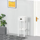 2 Tier Side Table, Set of 2, Narrow Tall End Table with Drawer and Shelf, Slim Wooden Nightstand for Living Room, Bedroom, Hallway, White