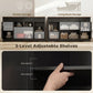 Sideboard Buffet Cabinet, 55" Farmhouse Kitchen Cabinet with 4 Barn Doors, 3 Drawers, 3 Adjustable Shelves, Black