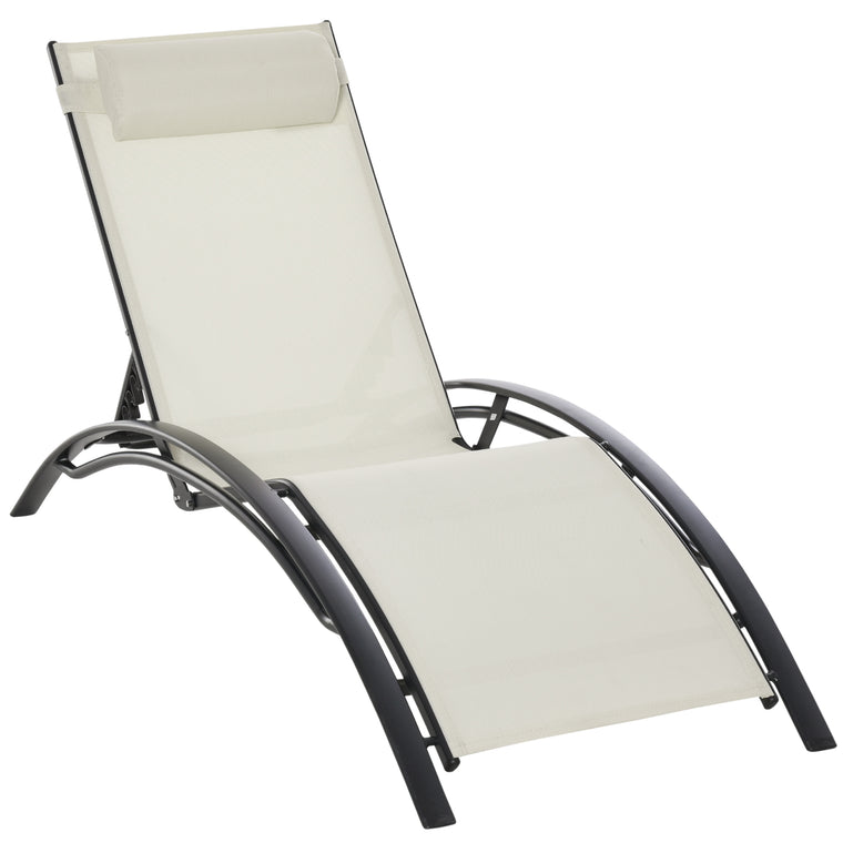 Aluminum Reclining Tanning Chair with Headrest Pillow