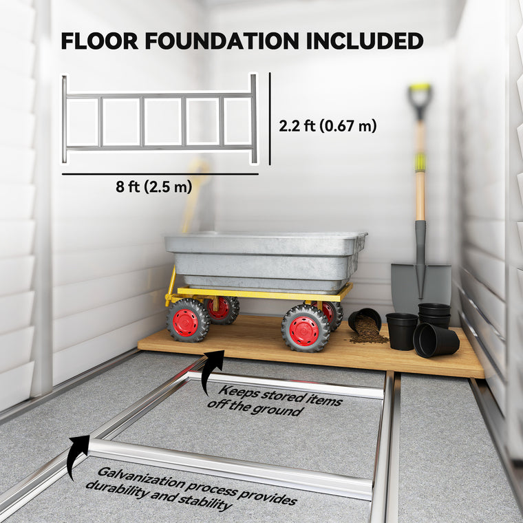 4.6' x 9' Lean-To Shed with Lockable Doors and Foundation Kit