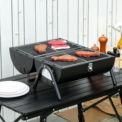 17.3" x 9.8" x 14" Black Folding Tabletop Charcoal BBQ Grill
