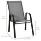 Set of 4 Outdoor Dining Chairs, Heavy Duty Stackable Patio Dining Set with Armrests for Balcony Garden, Dark Grey