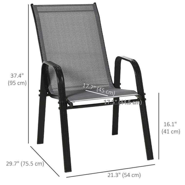 Dark Grey Stackable Dining Chairs with Armrests