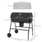 Barrel Charcoal BBQ Smoker, Barbecue with 420 sq.in. Cooking Area, Wheels, Ash Catcher, Black