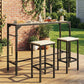 Bar Height Outdoor Table with Built-In Bottle Opener, Patio Bar Table with Wood Grain Plastic Top, 55" x 15" x 39" - Light Brown