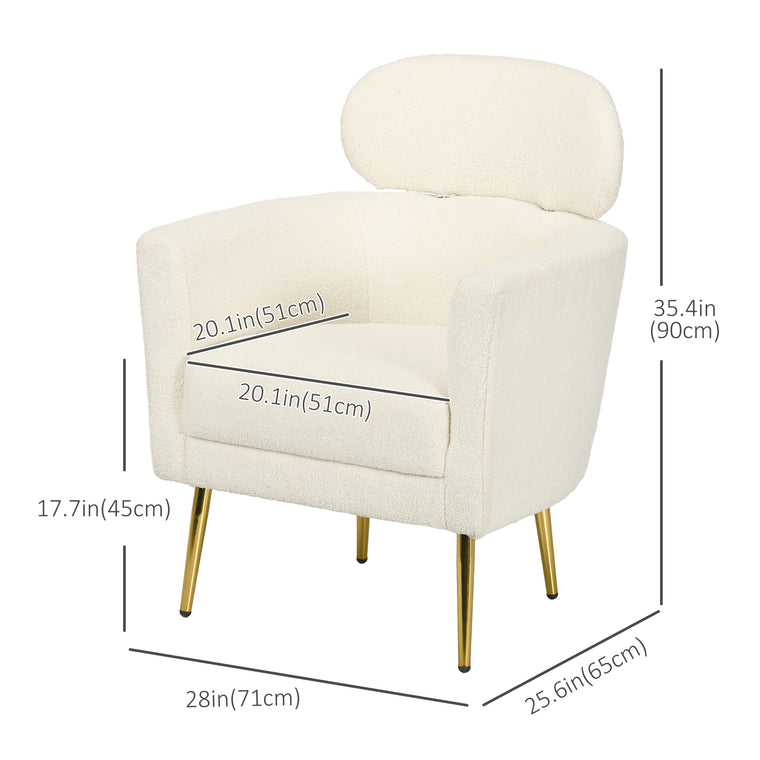 Barrel Accent Chair with Detachable Headrest - Cream White