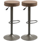 Modern Adjustable Bar Stools Set of 2, Swivel Barstool with Footrest, PU Leather Round Top for Kitchen, Brown