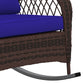 Outdoor Wicker Rattan Rocking Chair Patio Rocker with Thick Cushions for Garden Backyard Porch, Dark Blue