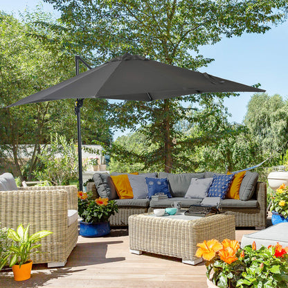 8' x 8' Grey Square Offset Umbrella with Crank & Tilt
