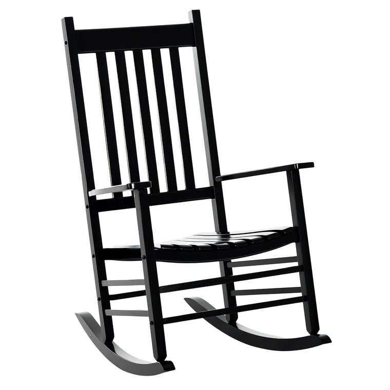 Black Wooden Porch Rocking Armchair