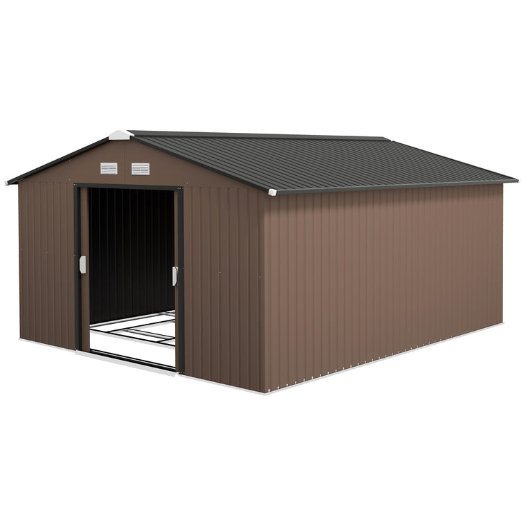 11' x 13' Tool Shed with Double Sliding Doors and Foundation Kit