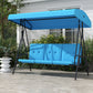 3-Seat Outdoor Porch Swing Patio Swing with Adjustable Canopy, Side Tray, Removable Cushion for Garden, Poolside, Grey