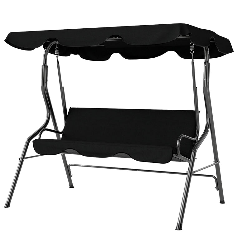 3-Seater Porch Swing with Adjustable Canopy & Cushion