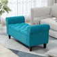 50 Inches Storage Ottoman, Upholstered Bedroom Bench with Rolled Arms and Button Tufted Storage, Teal