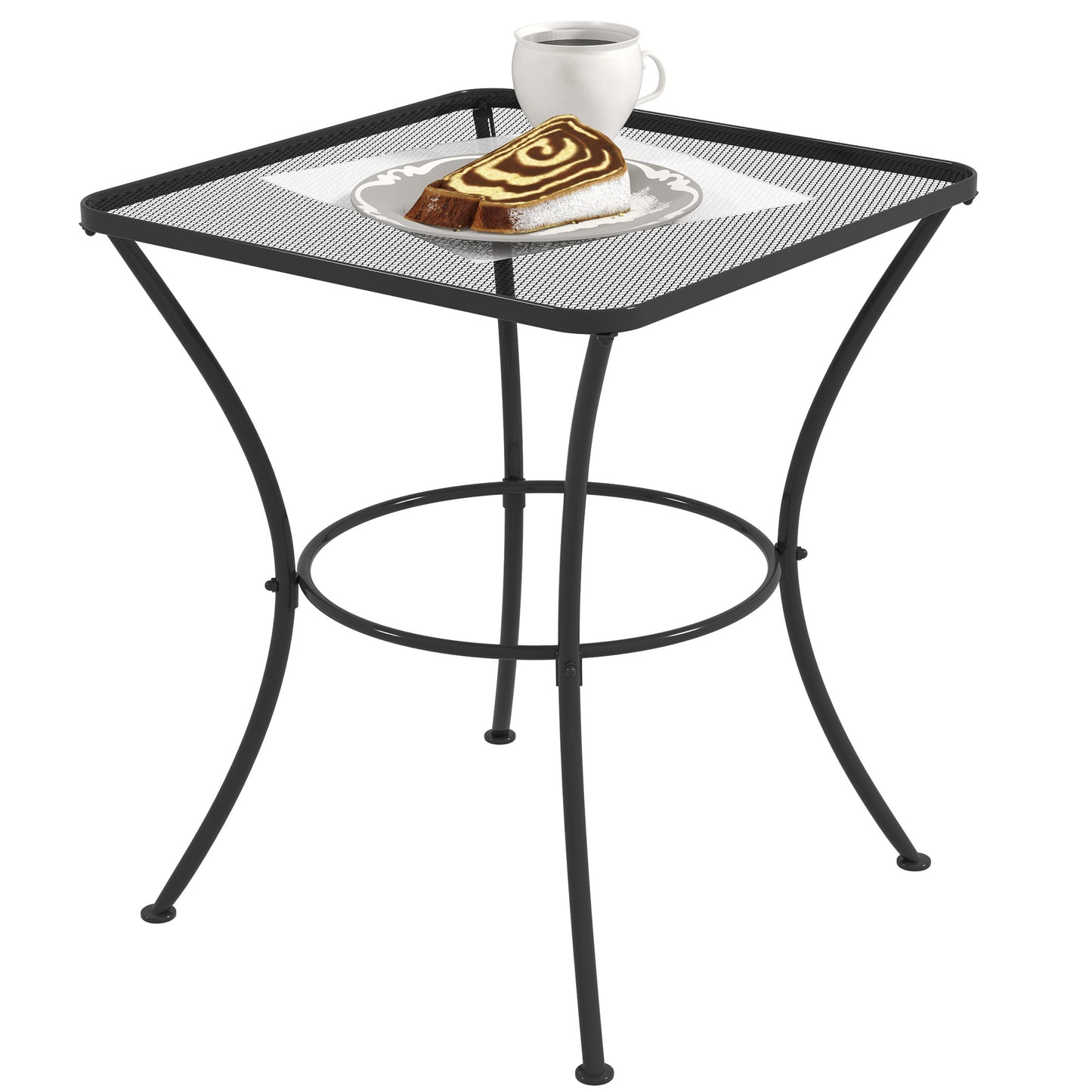Square Garden Metal Bistro Table Outdoor Patio Coffee Side Desk 23.6" x 23.6" x 27.6" Black