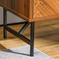 Bedside Table, Nightstand for Bedroom, End Side Table Dresser Storage with 2 Drawers, Walnut Brown