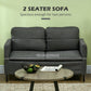 53" 2 Seat Sofa, Upholstered Two Seater Couch with Sturdy Steel Legs for Bedroom, Living Room, Dark Grey