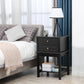 Modern Sofa Side Table, Accent End Table with Drawers and Storage Shelf, Nightstand for Bedroom Living Room, Black