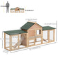 Large Rabbit Hutch Wood Bunny Cage Outdoor Guinea Pig House with Double Runs Slide Out Tray Ramps, 83"x18"x33", Natural
