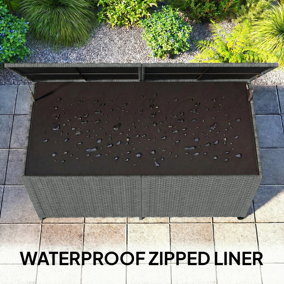 162-Gallon Rattan Deck Box with Wheels