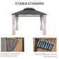 10' x 12' Outdoor Hardtop Gazebo Canopy w/ Double PC Roof, Steel Frame, Nettings, Curtains for Garden Lawn Deck, Khaki