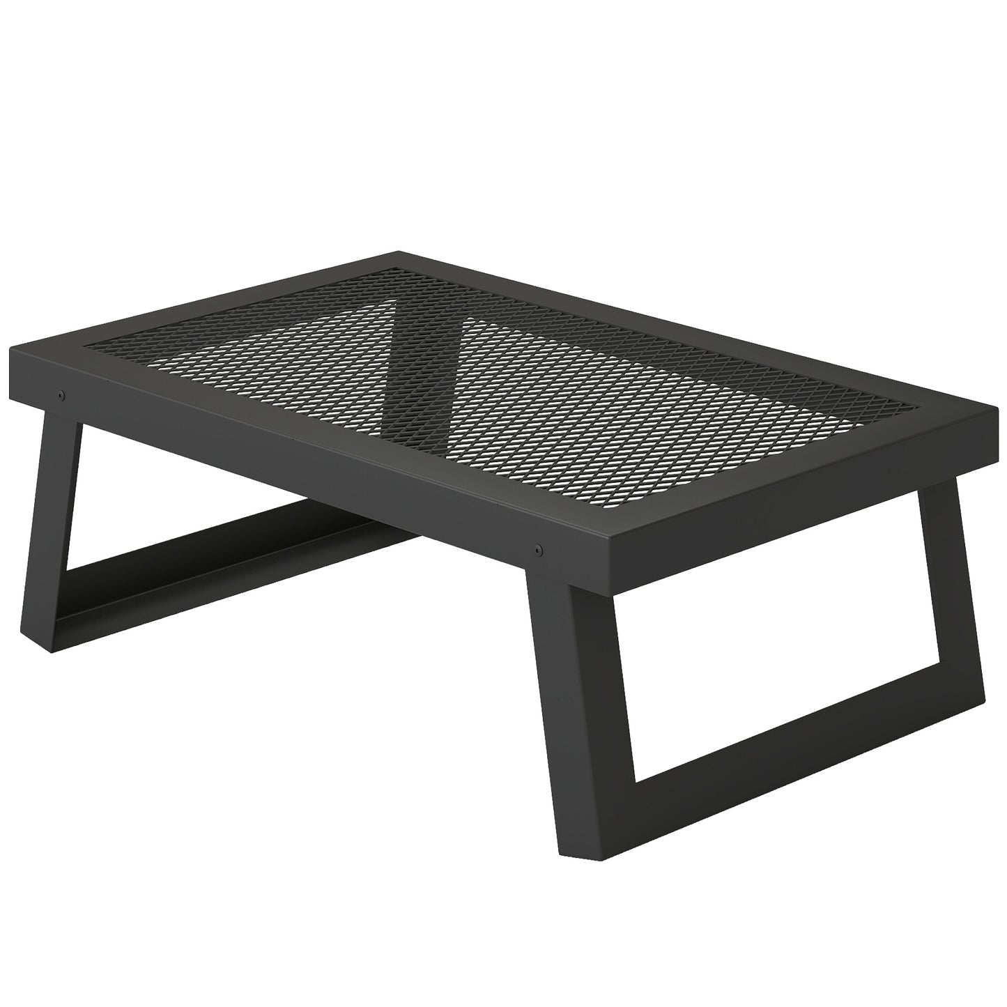 Folding Campfire Grill, 36" x 18" Heavy Duty Carbon Steel Grill Grate with Folding Legs, Black